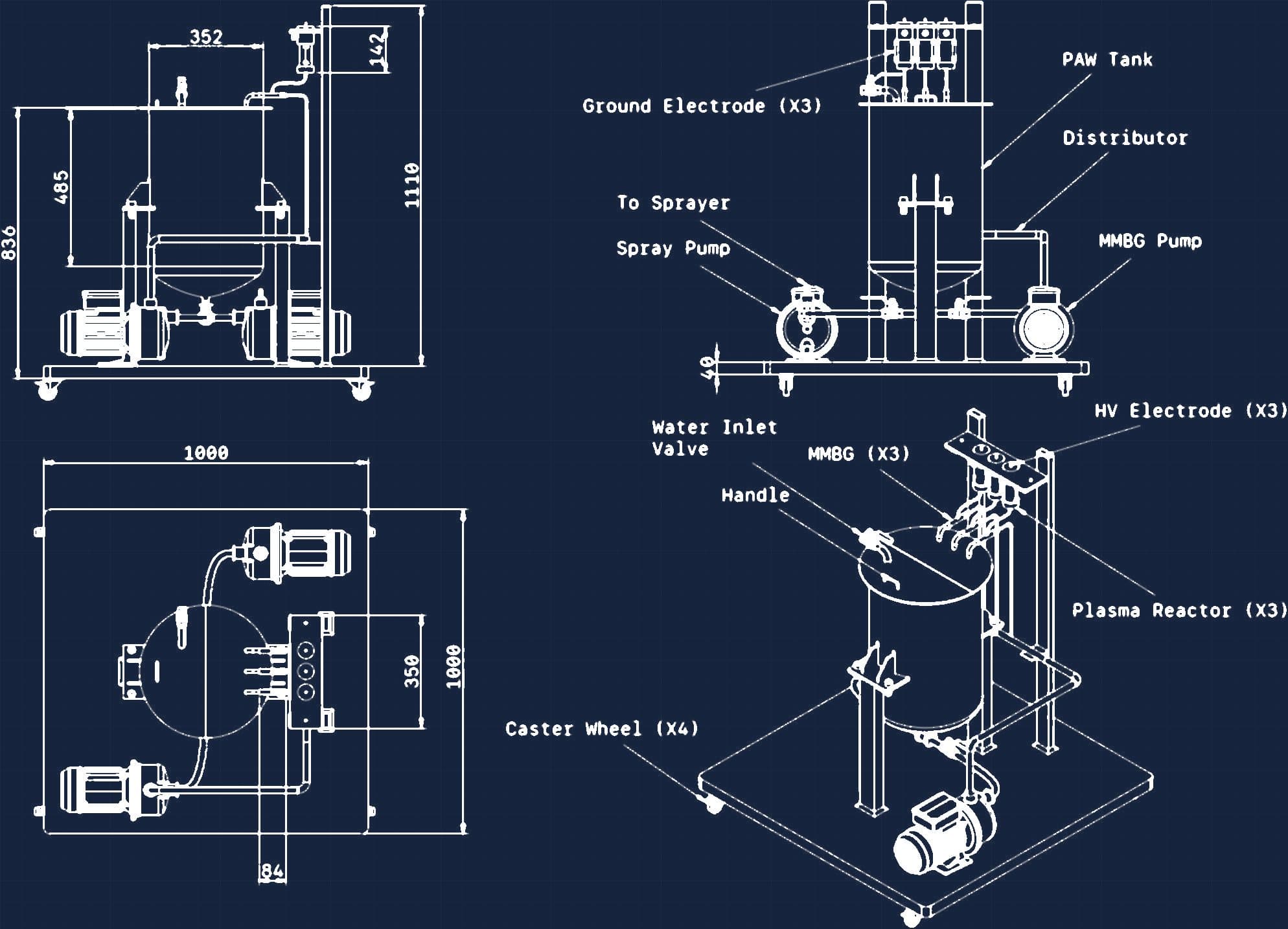 fig: venturi microbubble generator, PAW assembly