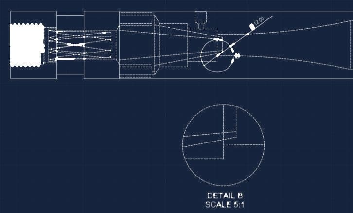 detail: venturi section, dimensioned